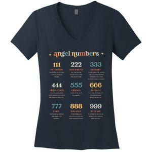 Angel Number Angel Aesthetic Angel Core Back Print Women's V-Neck T-Shirt