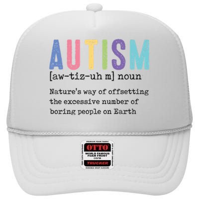 Autism Noun Autism Awareness Month Supporter High Crown Mesh Back Trucker Hat