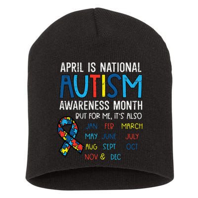 April National Autism Awareness Month Ribbon Short Acrylic Beanie
