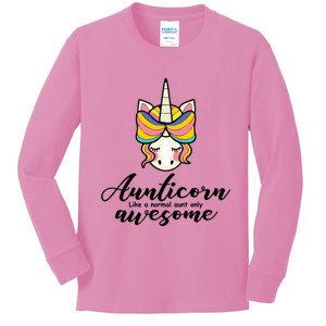 Aunticorn Normal Aunt But Awesome Christmas Gift Kids Long Sleeve Shirt