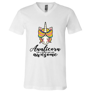 Aunticorn Normal Aunt But Awesome Christmas Gift V-Neck T-Shirt