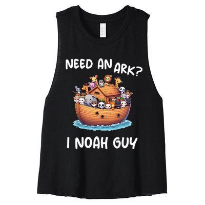 Anime Need An Ark I Noah Guy Christian Funny Gifts Animal Women's Racerback Cropped Tank