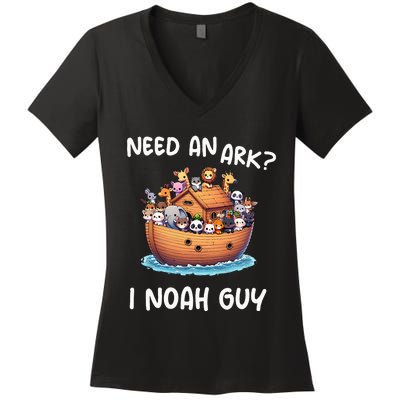 Anime Need An Ark I Noah Guy Christian Funny Gifts Animal Women's V-Neck T-Shirt