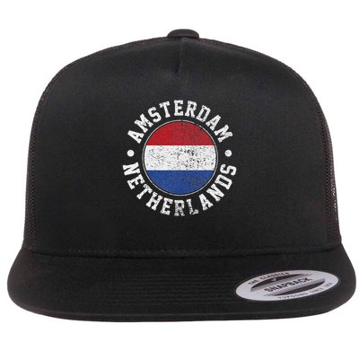 Amsterdam Netherlands Flat Bill Trucker Hat
