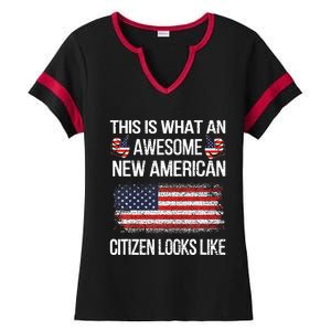 Awesome New American Flag Us Citizenship Usa Us Citizen Ladies Halftime Notch Neck Tee