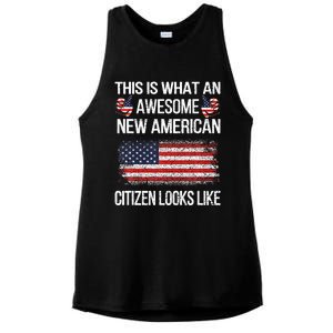 Awesome New American Flag Us Citizenship Usa Us Citizen Ladies PosiCharge Tri-Blend Wicking Tank