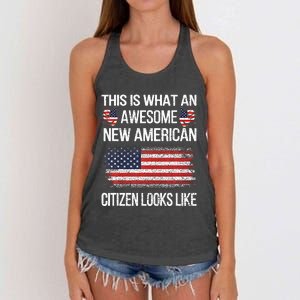 Awesome New American Flag Us Citizenship Usa Us Citizen Women's Knotted Racerback Tank