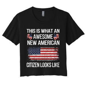 Awesome New American Flag Us Citizenship Usa Us Citizen Women's Crop Top Tee