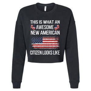 Awesome New American Flag Us Citizenship Usa Us Citizen Cropped Pullover Crew