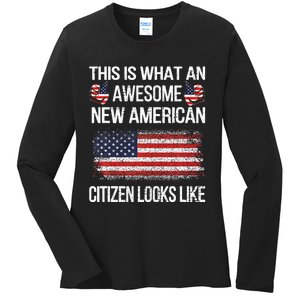 Awesome New American Flag Us Citizenship Usa Us Citizen Ladies Long Sleeve Shirt