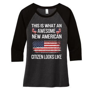 Awesome New American Flag Us Citizenship Usa Us Citizen Women's Tri-Blend 3/4-Sleeve Raglan Shirt