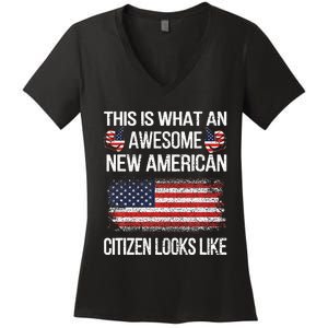 Awesome New American Flag Us Citizenship Usa Us Citizen Women's V-Neck T-Shirt