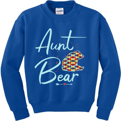 Autistic Niece Autistic Nephew Aunt Bear Autism Aunt Cool Gift Kids Sweatshirt