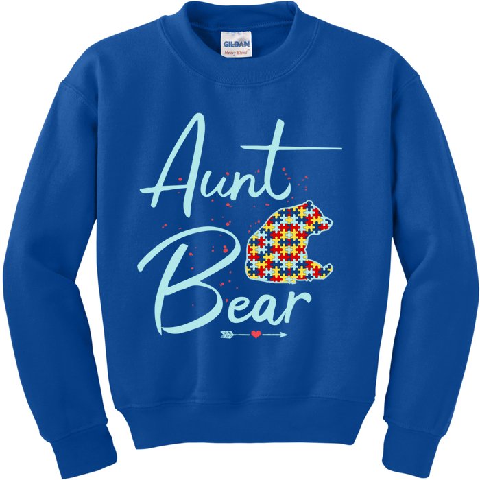 Autistic Niece Autistic Nephew Aunt Bear Autism Aunt Cool Gift Kids Sweatshirt