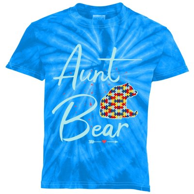 Autistic Niece Autistic Nephew Aunt Bear Autism Aunt Cool Gift Kids Tie-Dye T-Shirt