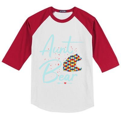 Autistic Niece Autistic Nephew Aunt Bear Autism Aunt Cool Gift Kids Colorblock Raglan Jersey