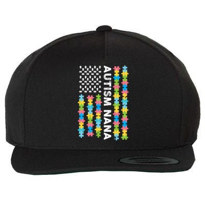 Autism Nana Awareness I'm A Proud Grandmother Retro Us Flag Cute Gift Wool Snapback Cap