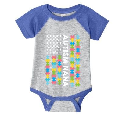 Autism Nana Awareness I'm A Proud Grandmother Retro Us Flag Cute Gift Infant Baby Jersey Bodysuit