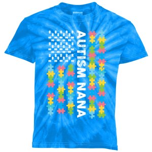 Autism Nana Awareness I'm A Proud Grandmother Retro Us Flag Cute Gift Kids Tie-Dye T-Shirt