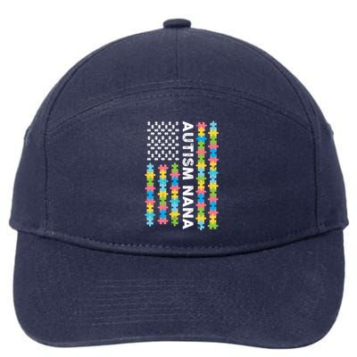 Autism Nana Awareness I'm A Proud Grandmother Retro Us Flag Cute Gift 7-Panel Snapback Hat