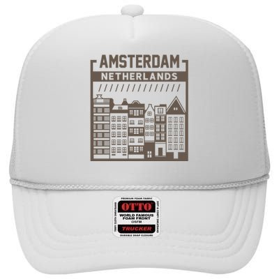 Amsterdam Netherlands High Crown Mesh Back Trucker Hat