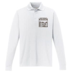 Amsterdam Netherlands Performance Long Sleeve Polo