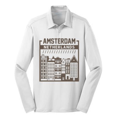 Amsterdam Netherlands Silk Touch Performance Long Sleeve Polo