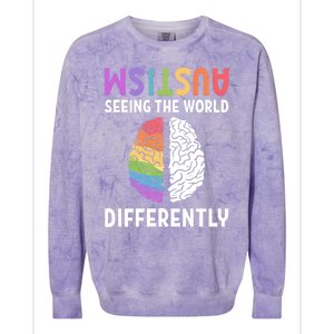 Autism Neurodiversity Autism Seeing The World Differently Meaningful Gift Colorblast Crewneck Sweatshirt