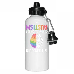 Autism Neurodiversity Autism Seeing The World Differently Meaningful Gift Aluminum Water Bottle