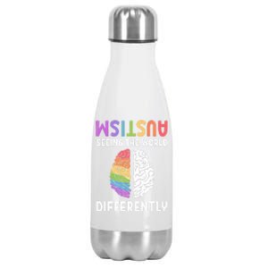 Autism Neurodiversity Autism Seeing The World Differently Meaningful Gift Stainless Steel Insulated Water Bottle