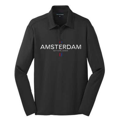 Amsterdam Netherlands Silk Touch Performance Long Sleeve Polo