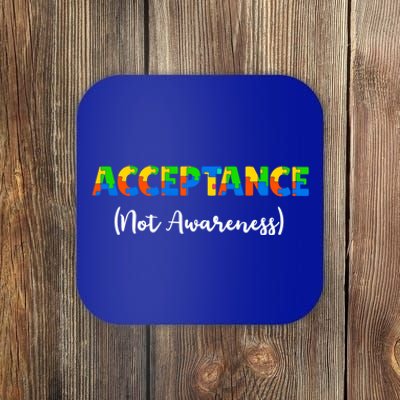 Acceptance Not Awareness Autism Support Puzzle Pieces Great Gift Coaster