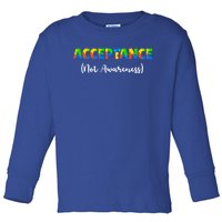 Acceptance Not Awareness Autism Support Puzzle Pieces Great Gift Toddler Long Sleeve Shirt