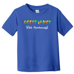 Acceptance Not Awareness Autism Support Puzzle Pieces Great Gift Toddler T-Shirt