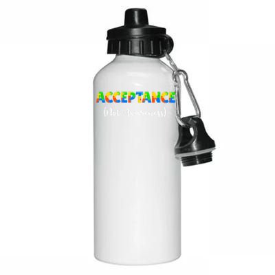 Acceptance Not Awareness Autism Support Puzzle Pieces Great Gift Aluminum Water Bottle