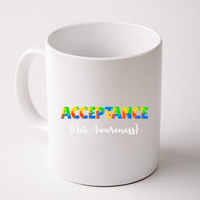 Acceptance Not Awareness Autism Support Puzzle Pieces Great Gift Coffee Mug