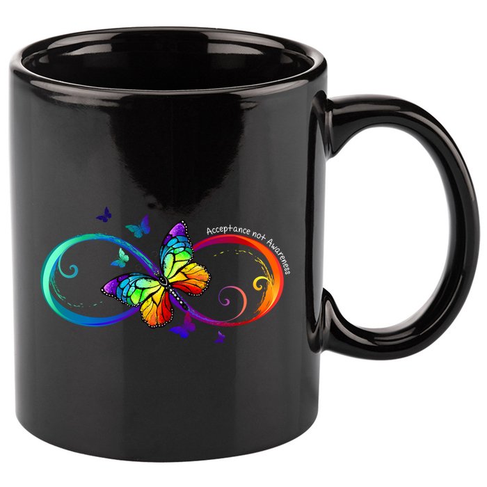 Acceptance Not Awareness Butterfly 11oz C Handle Ceramic Mug