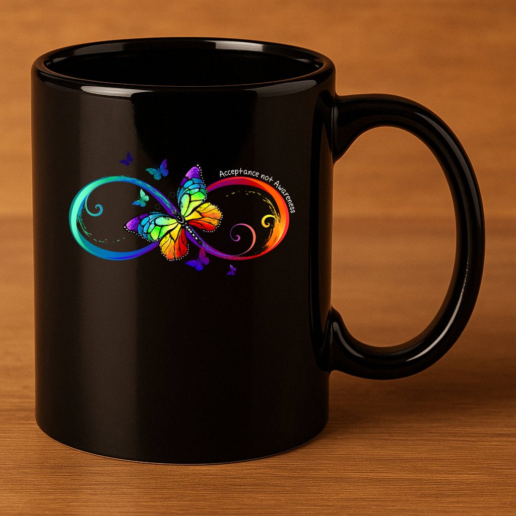 Acceptance Not Awareness Butterfly 11oz C Handle Ceramic Mug