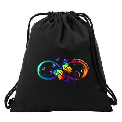 Acceptance Not Awareness Butterfly Drawstring Bag