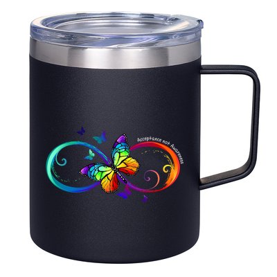 Acceptance Not Awareness Butterfly 12oz Stainless Steel Coffee Mug