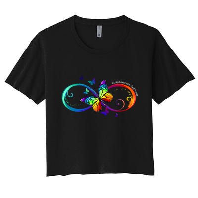 Acceptance Not Awareness Butterfly Crop Top