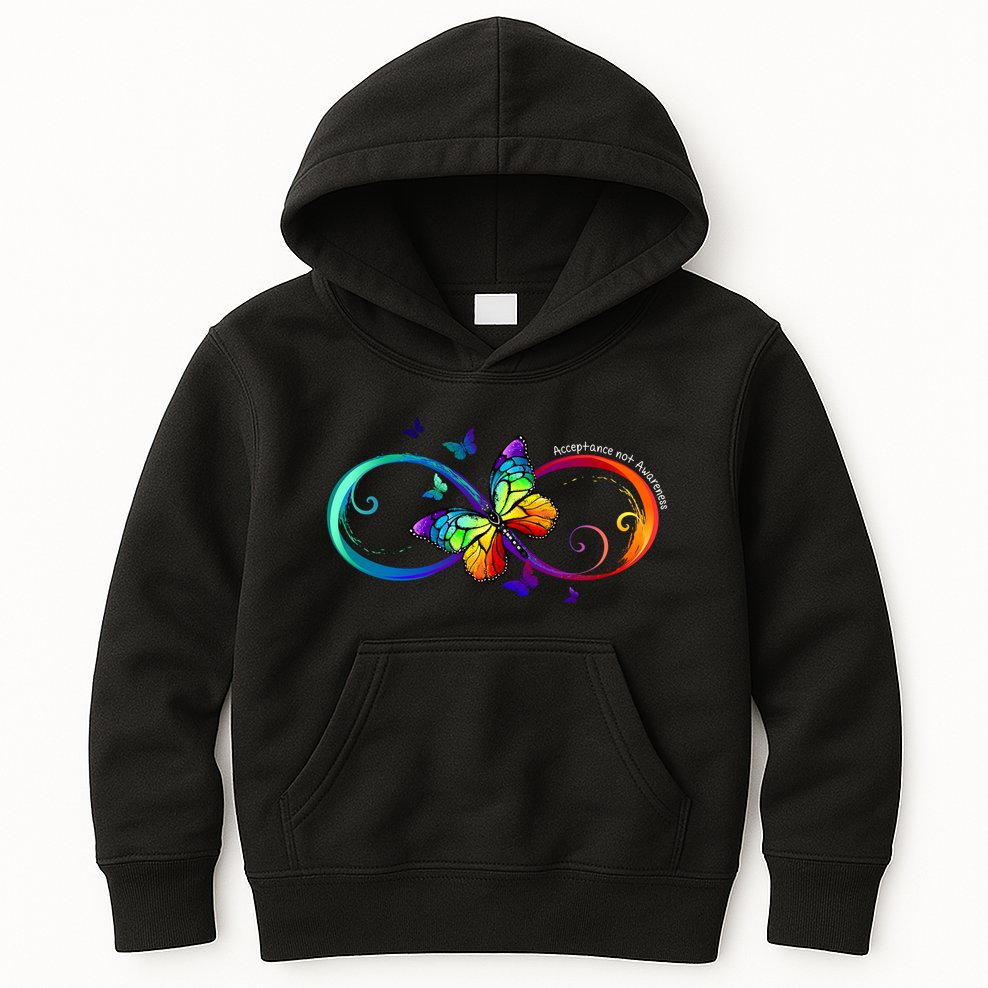 Acceptance Not Awareness Butterfly Kids Hoodie