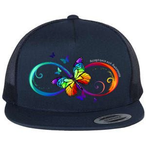 Acceptance Not Awareness Butterfly Flat Bill Trucker Hat