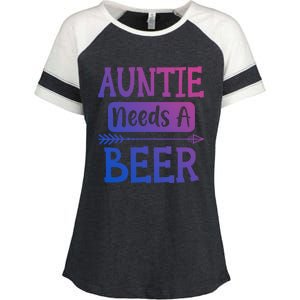 Auntie Needs A Beer Family Ing Beers Cool Birthday Cute Gift Enza Ladies Jersey Colorblock Tee