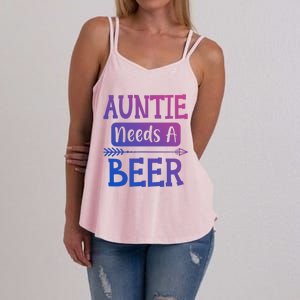 Auntie Needs A Beer Family Ing Beers Cool Birthday Cute Gift Women's Strappy Tank