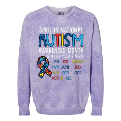 April National Autism Awareness Month Ribbon Men Women Colorblast Crewneck Sweatshirt