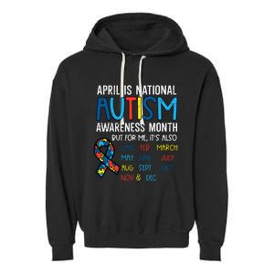 April National Autism Awareness Month Ribbon Men Women Garment-Dyed Fleece Hoodie