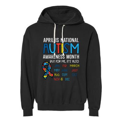 April National Autism Awareness Month Ribbon Men Women Garment-Dyed Fleece Hoodie