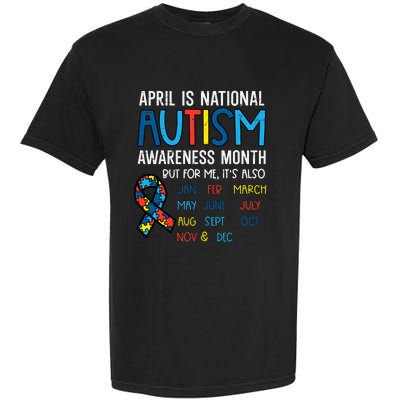 April National Autism Awareness Month Ribbon Men Women Garment-Dyed Heavyweight T-Shirt