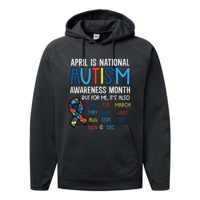 April National Autism Awareness Month Ribbon Men Women Performance Fleece Hoodie